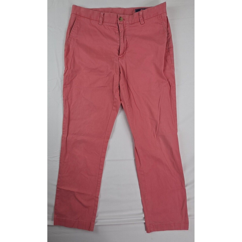 Vineyard Vines Men's Breaker Pants 33x30 Pink Stretch Cotton Chino Preppy Golf